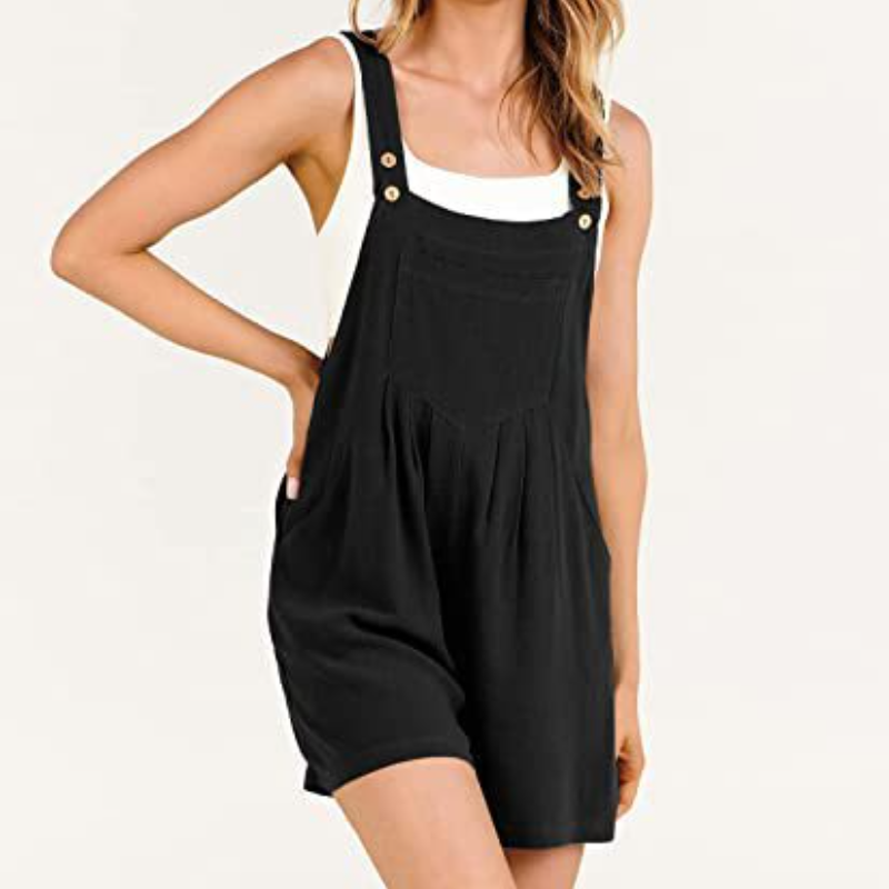 Womens Strappy Dungarees Shorts Summer Romper Beach Loose Jumpsuit Playsuit Size