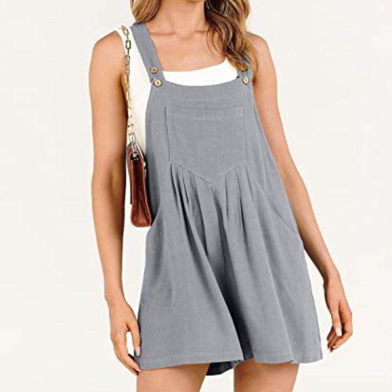 Womens Strappy Dungarees Shorts Summer Romper Beach Loose Jumpsuit Playsuit Size