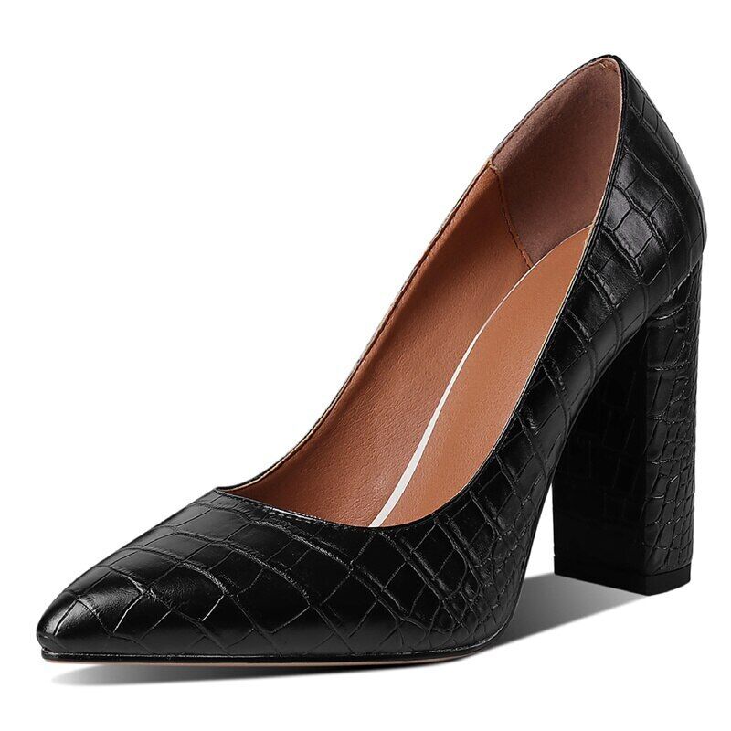 Fashion Women High Heels Pointed Toe Thick Heel Pumps New Office Dress Shoes - Picture 14 of 18
