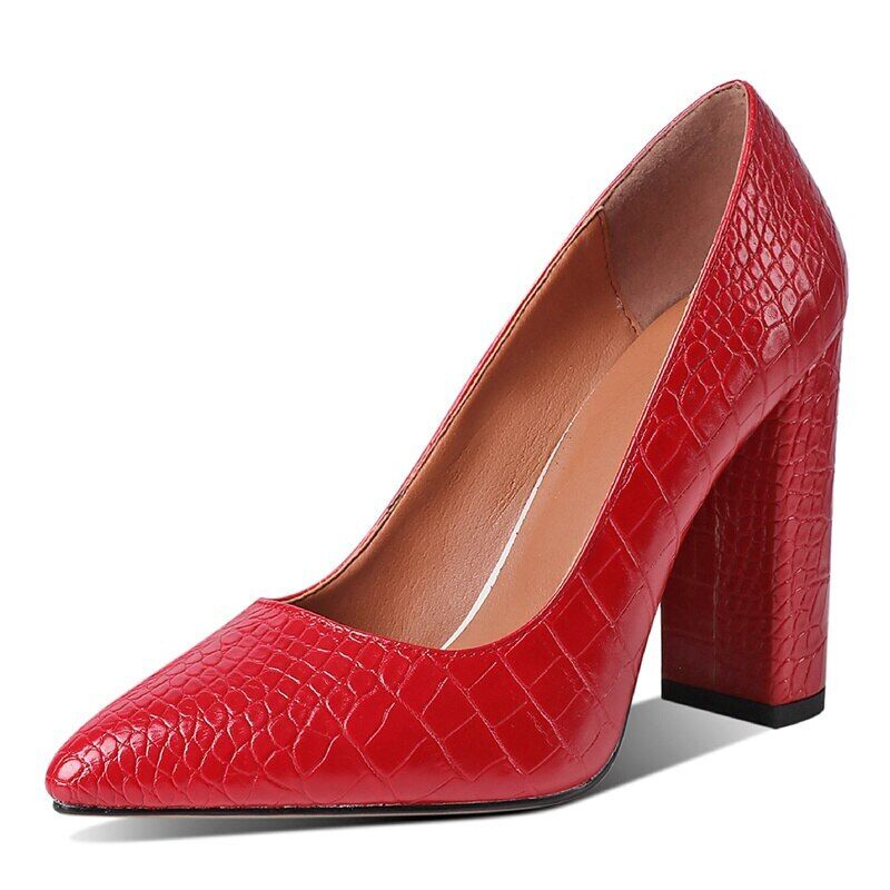 Fashion Women High Heels Pointed Toe Thick Heel Pumps New Office Dress Shoes - Picture 17 of 18