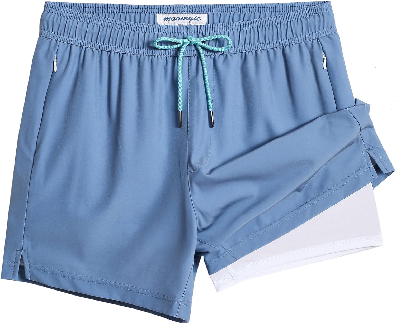 Men's 5" Quick-Dry Swim Trunks with Compression Liner & Zipper Pockets - Picture 45 of 55