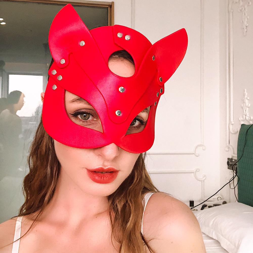 Sexy Women Mask Half Eye Cosplay Face Cat Leather Cosplay Masquerade - Picture 4 of 4