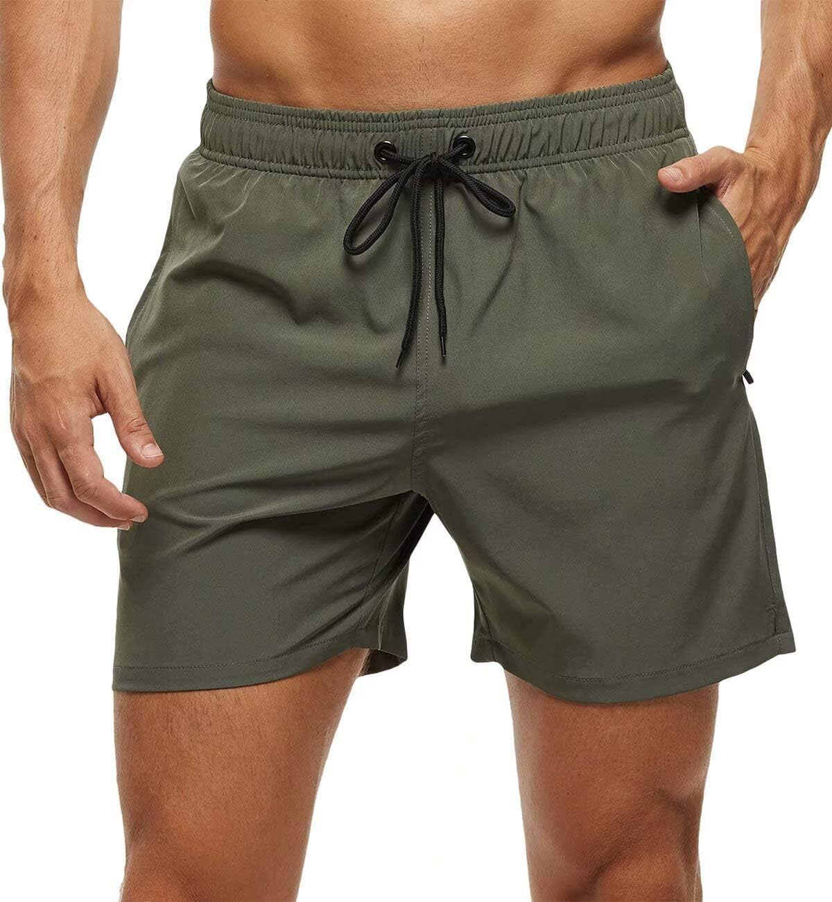 Men's Quick-Dry Swim Trunks, Beach Shorts with Zipper Pockets & Mesh Lining - Picture 19 of 54