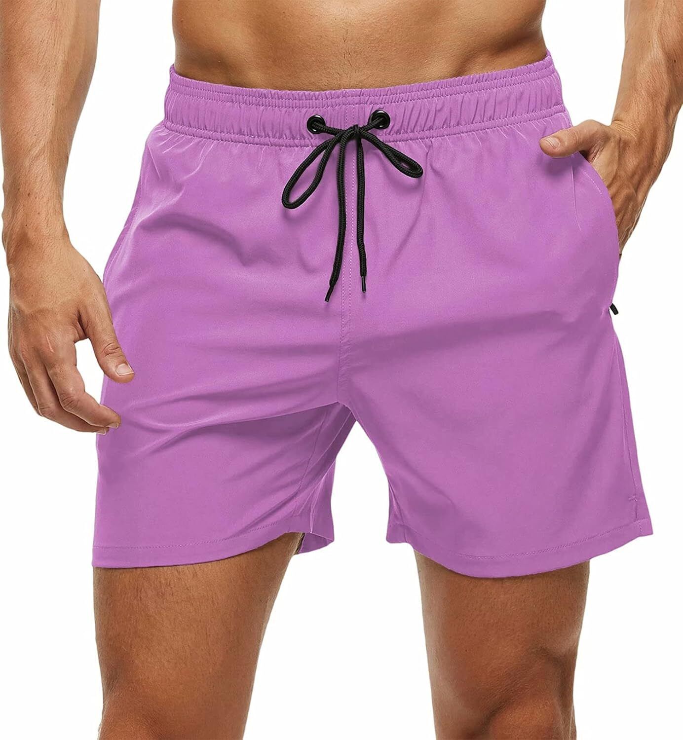 Men's Quick-Dry Swim Trunks, Beach Shorts with Zipper Pockets & Mesh Lining - Picture 20 of 54