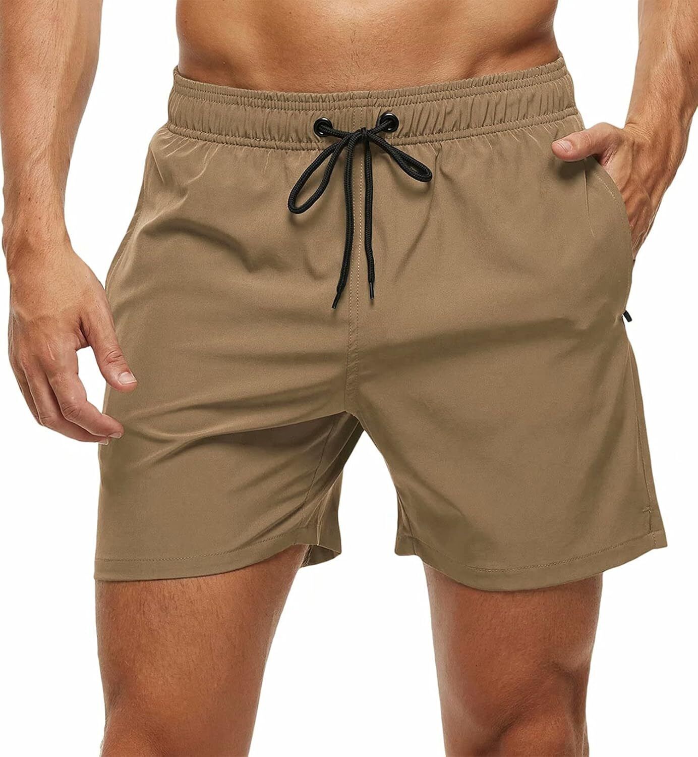 Men's Quick-Dry Swim Trunks, Beach Shorts with Zipper Pockets & Mesh Lining - Picture 22 of 54