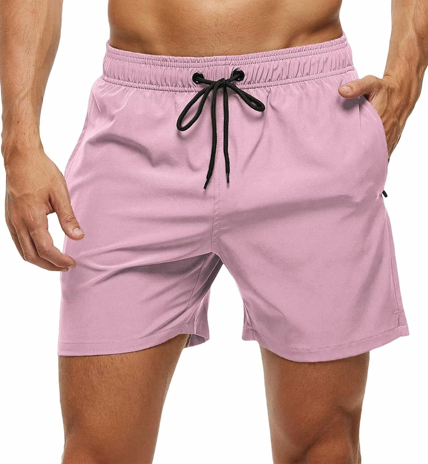Men's Quick-Dry Swim Trunks, Beach Shorts with Zipper Pockets & Mesh Lining - Picture 23 of 54