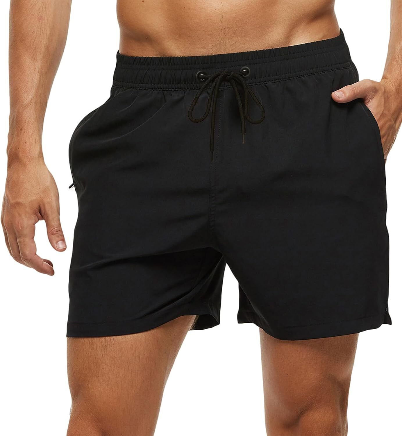 Men's Quick-Dry Swim Trunks, Beach Shorts with Zipper Pockets & Mesh Lining - Picture 24 of 54
