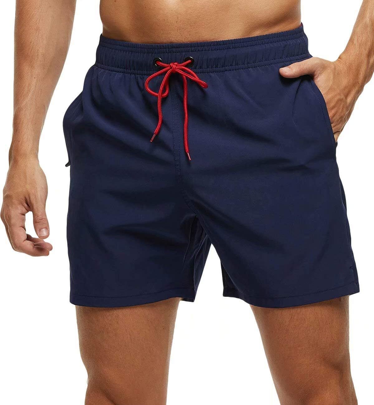 Men's Quick-Dry Swim Trunks, Beach Shorts with Zipper Pockets & Mesh Lining - Picture 25 of 54
