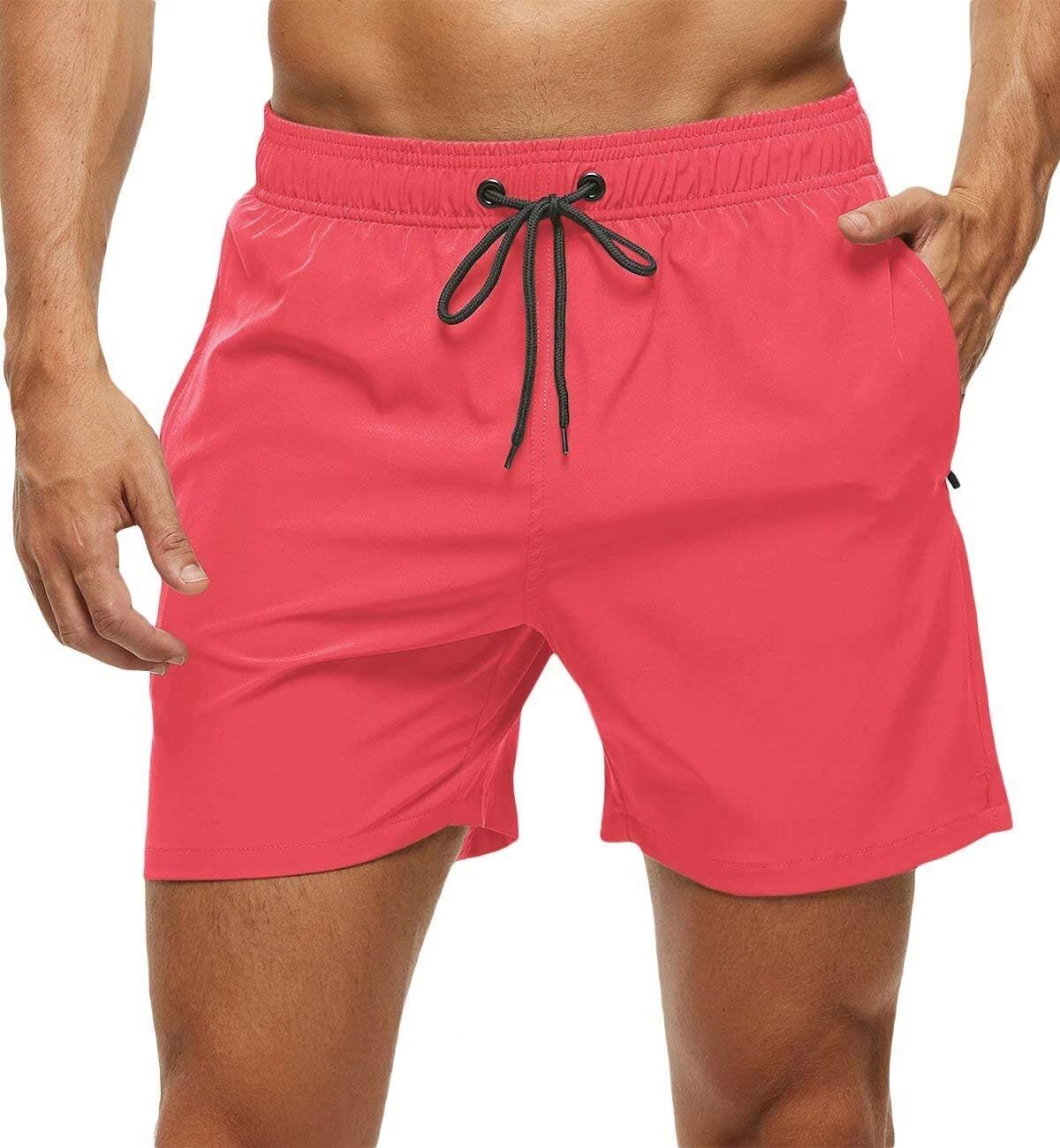 Men's Quick-Dry Swim Trunks, Beach Shorts with Zipper Pockets & Mesh Lining - Picture 27 of 54
