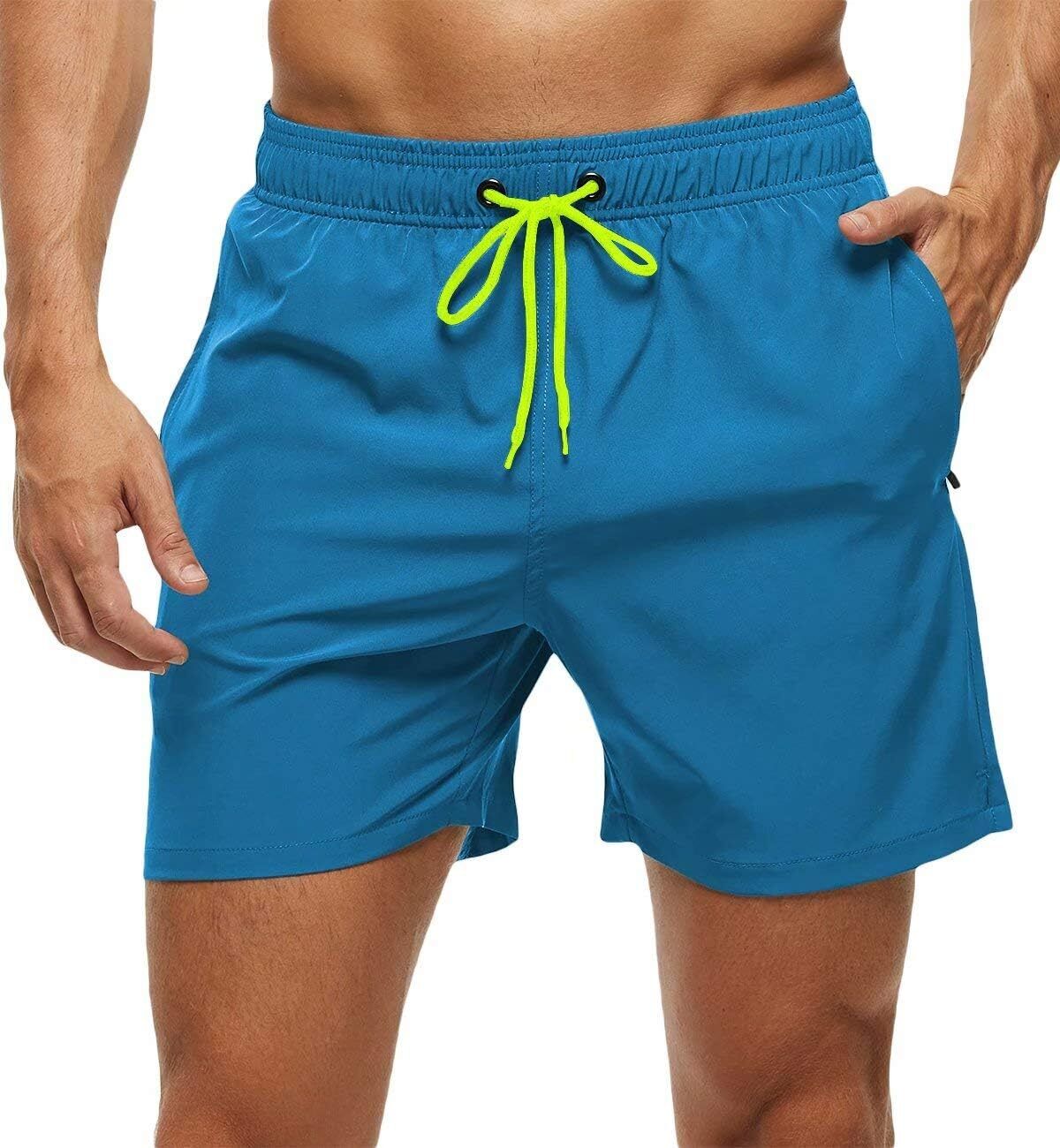 Men's Quick-Dry Swim Trunks, Beach Shorts with Zipper Pockets & Mesh Lining - Picture 28 of 54