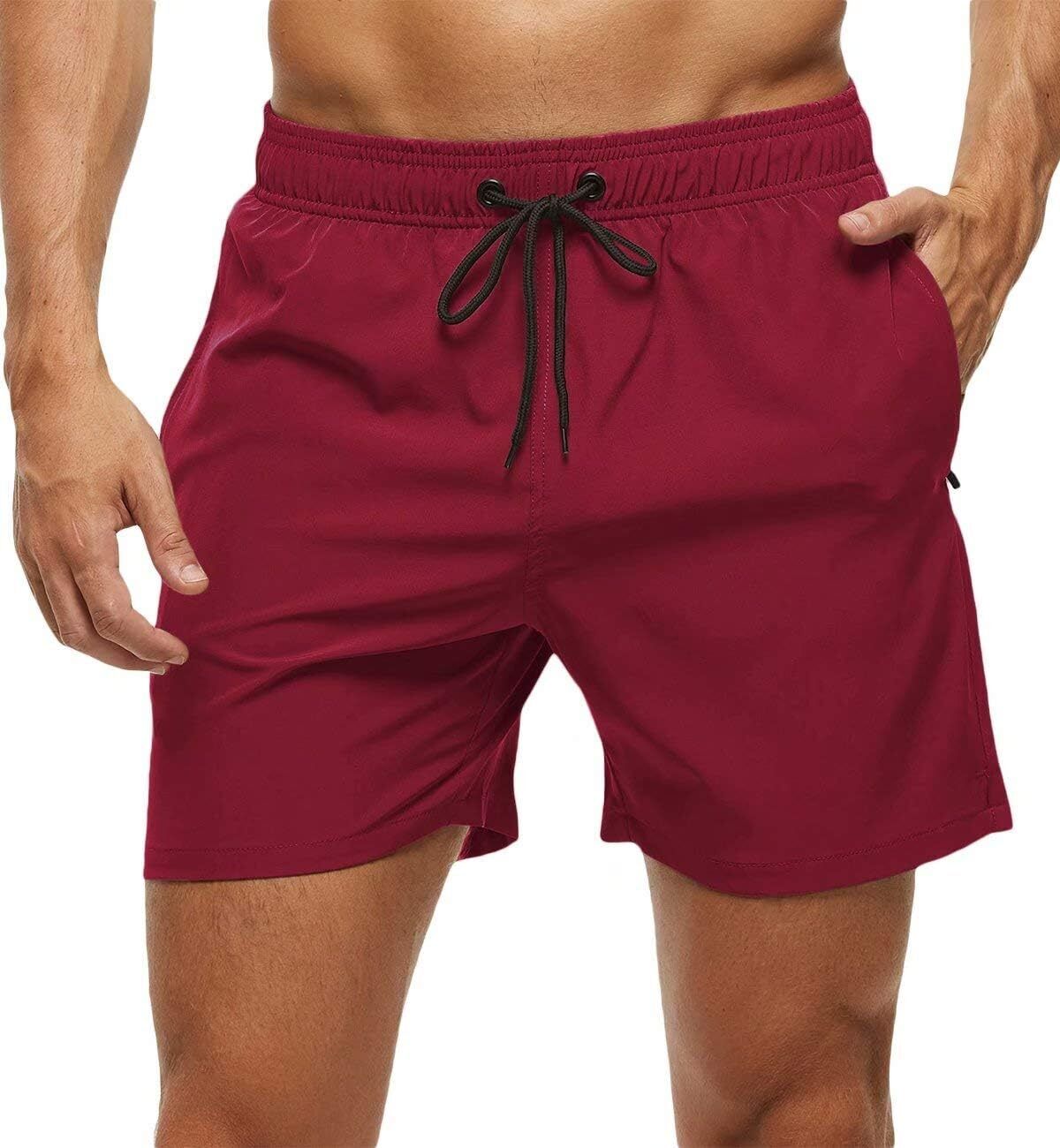 Men's Quick-Dry Swim Trunks, Beach Shorts with Zipper Pockets & Mesh Lining - Picture 31 of 54