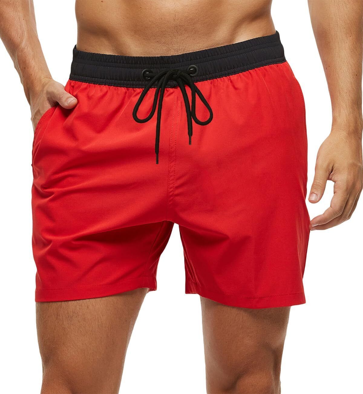 Men's Quick-Dry Swim Trunks, Beach Shorts with Zipper Pockets & Mesh Lining - Picture 35 of 54