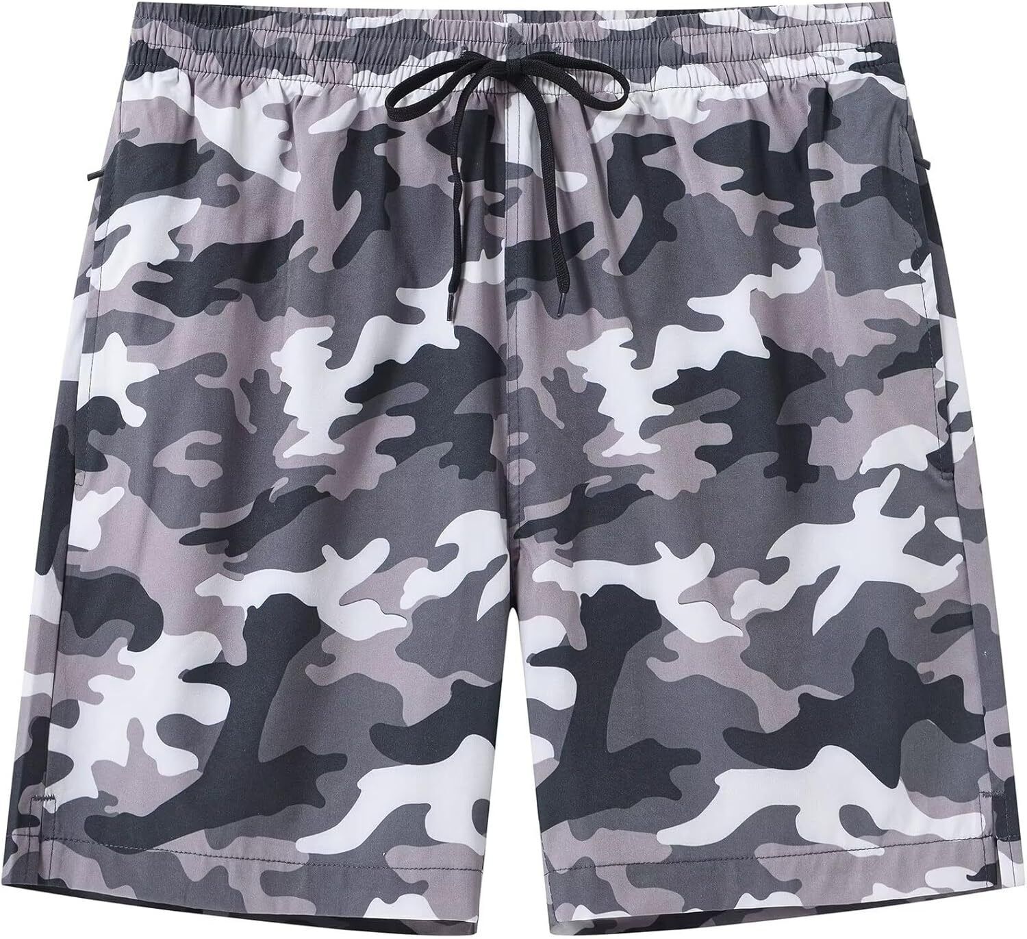 Men's Quick-Dry Swim Trunks, Beach Shorts with Zipper Pockets & Mesh Lining - Picture 48 of 54