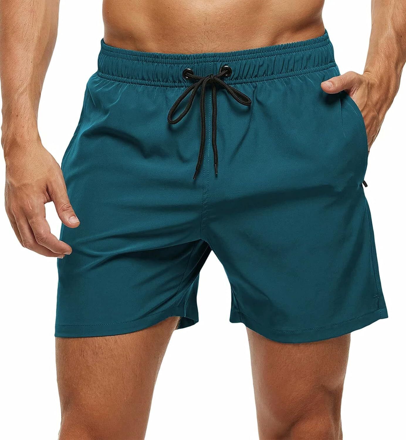 Men's Quick-Dry Swim Trunks, Beach Shorts with Zipper Pockets & Mesh Lining - Picture 51 of 54