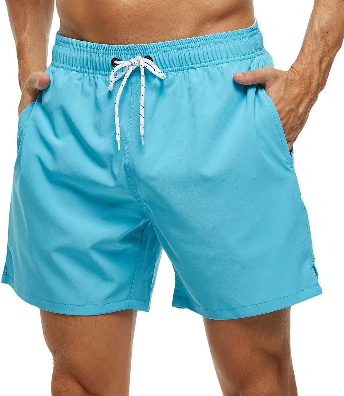Men's Quick-Dry Swim Trunks, Beach Shorts with Zipper Pockets & Mesh Lining - Picture 53 of 54