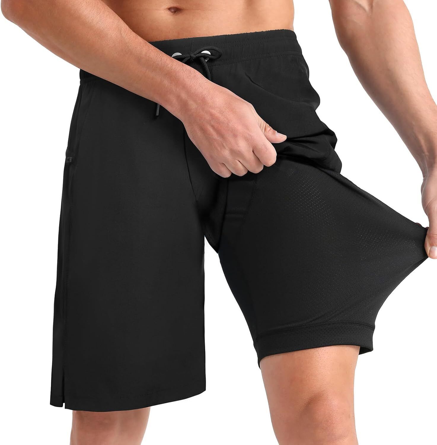 Men's Quick Dry Swim Shorts with Compression Liner Zipper Pockets 9" Inseam - Picture 26 of 31