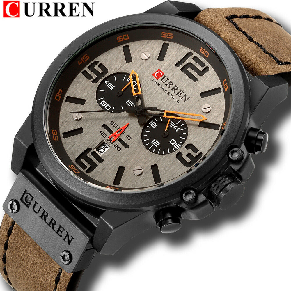 CURREN Men's Military Sport Leather Quartz Wristwatch Top Brand Watch - Picture 19 of 24