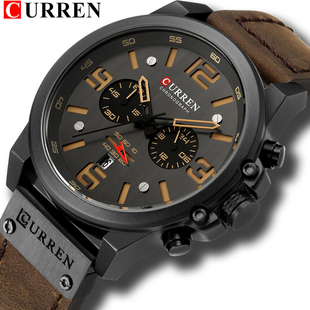 CURREN Men's Military Sport Leather Quartz Wristwatch Top Brand Watch - Picture 20 of 24