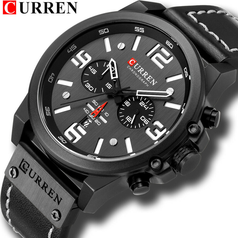 CURREN Men's Military Sport Leather Quartz Wristwatch Top Brand Watch - Picture 22 of 24