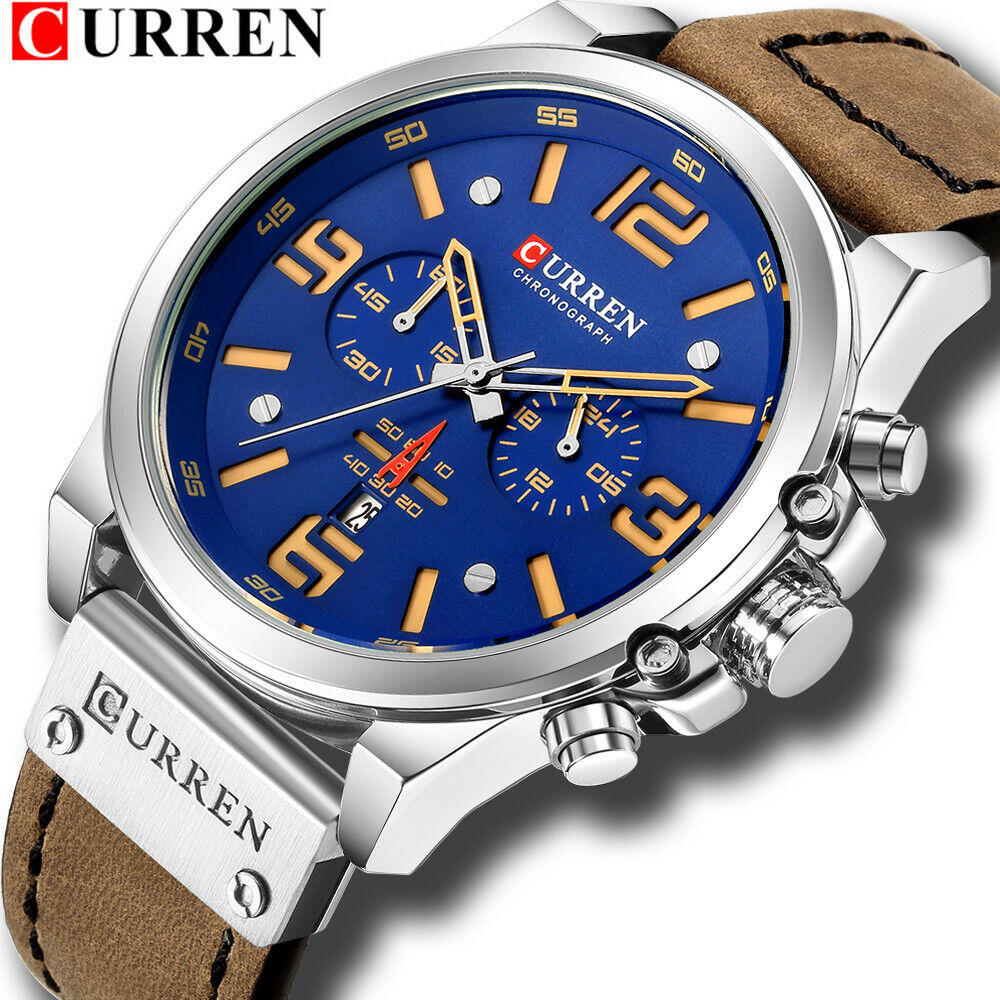 CURREN Men's Military Sport Leather Quartz Wristwatch Top Brand Watch - Picture 23 of 24