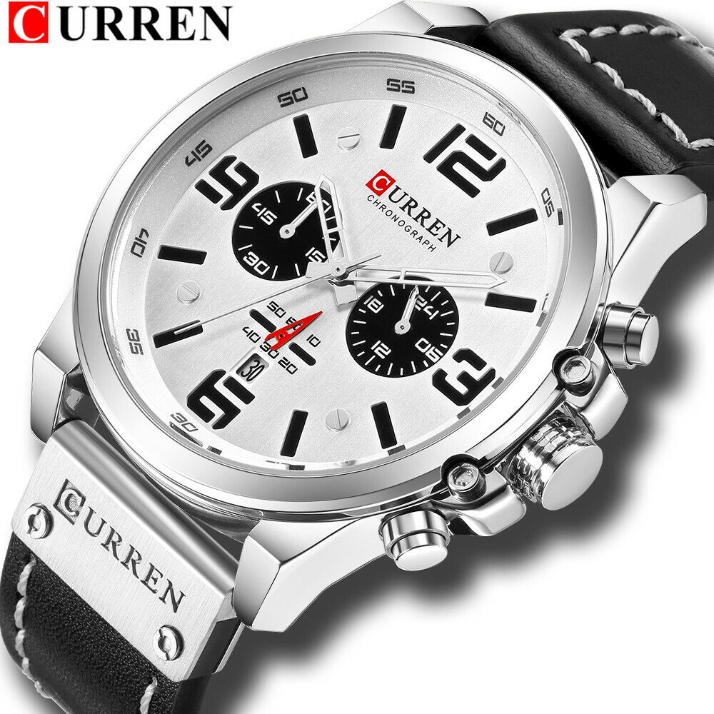 CURREN Men's Military Sport Leather Quartz Wristwatch Top Brand Watch - Picture 24 of 24