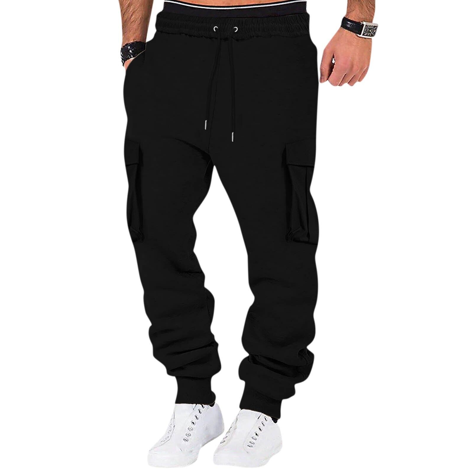 Men Sweatpant Stretch Elastic Waist Jogger Pants Drawstring Trousers with Pocket - Picture 17 of 58