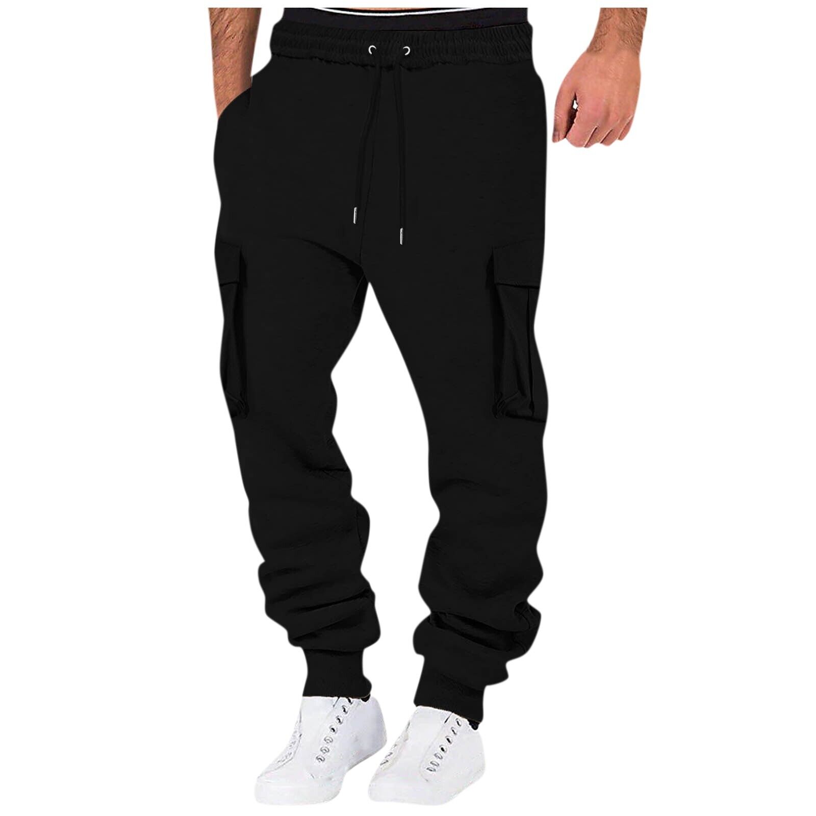 Men Sweatpant Stretch Elastic Waist Jogger Pants Drawstring Trousers with Pocket - Picture 18 of 58