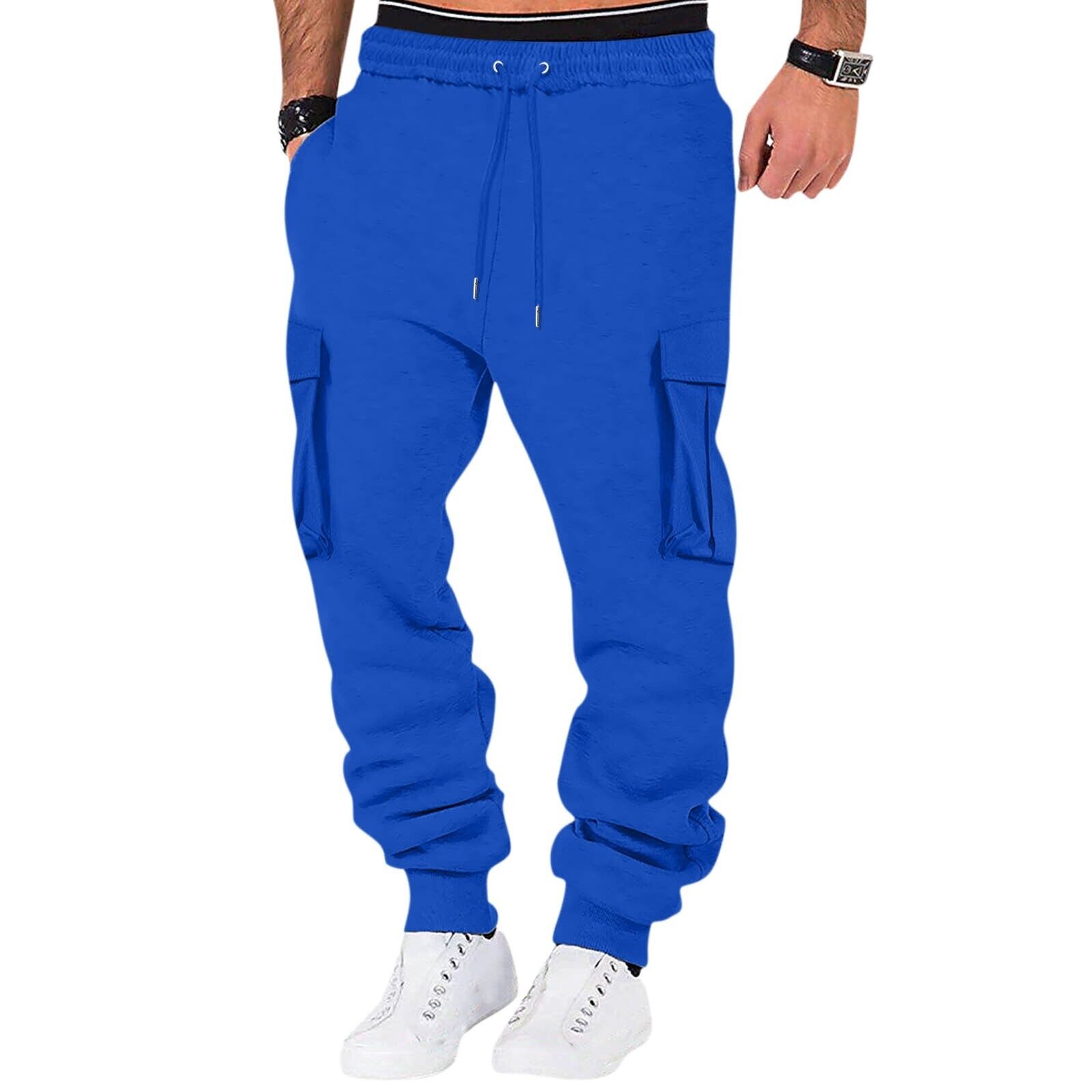 Men Sweatpant Stretch Elastic Waist Jogger Pants Drawstring Trousers with Pocket - Picture 20 of 58