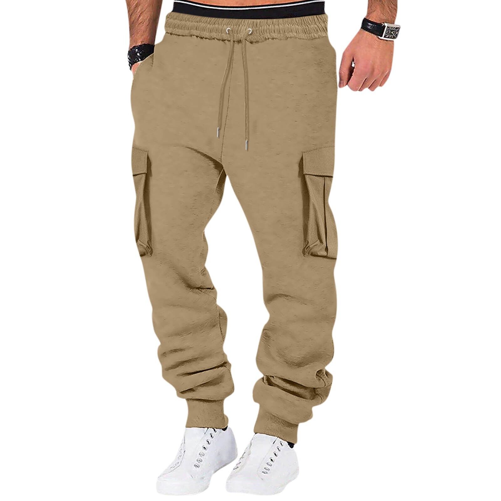 Men Sweatpant Stretch Elastic Waist Jogger Pants Drawstring Trousers with Pocket - Picture 23 of 58