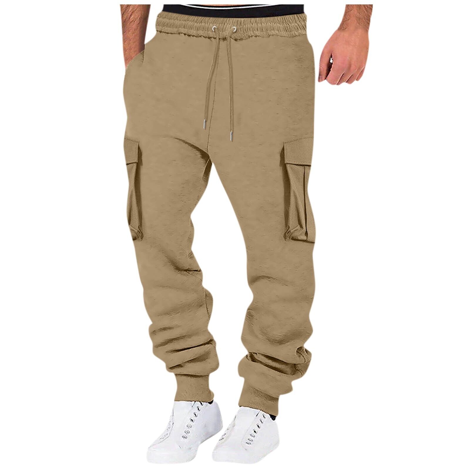 Men Sweatpant Stretch Elastic Waist Jogger Pants Drawstring Trousers with Pocket - Picture 24 of 58