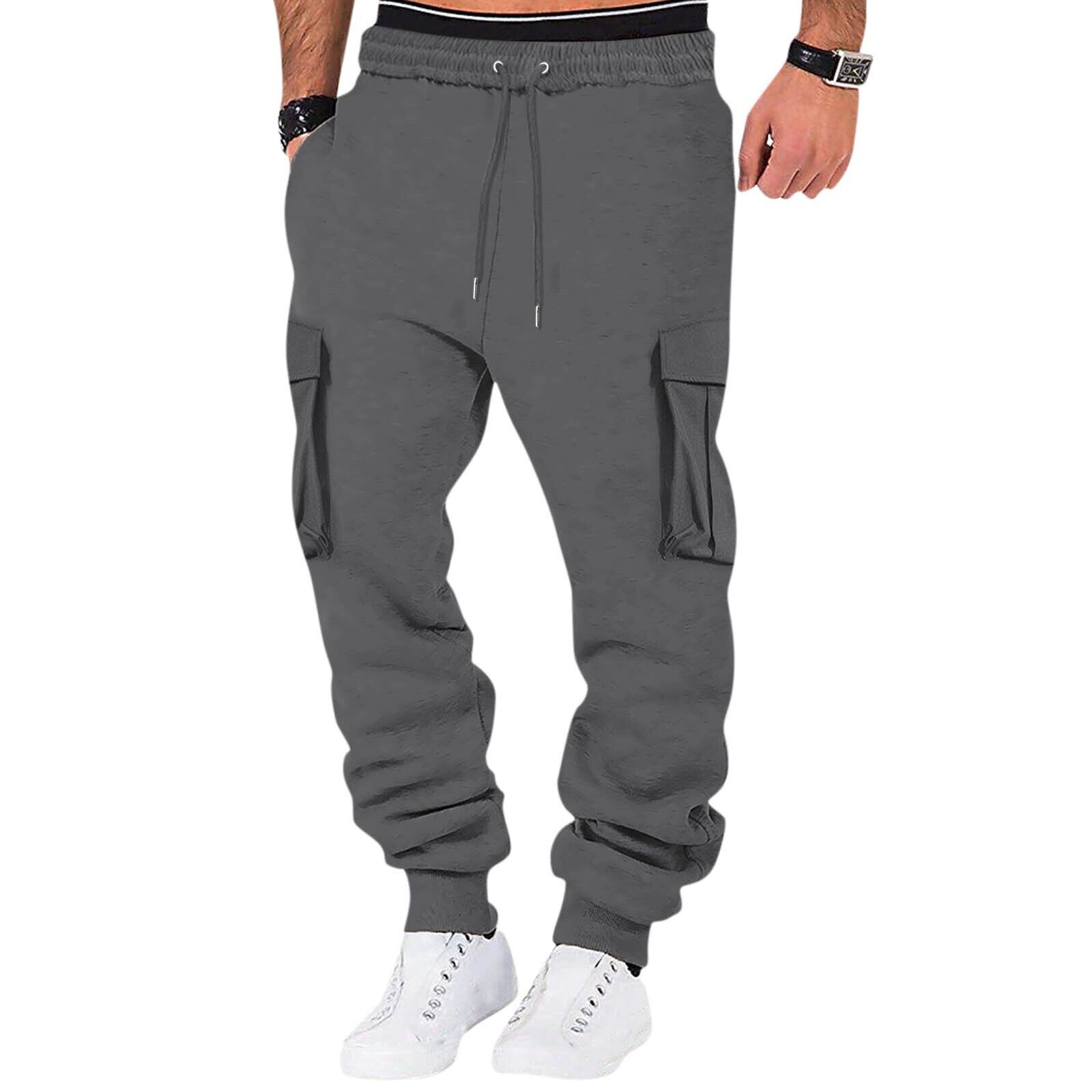 Men Sweatpant Stretch Elastic Waist Jogger Pants Drawstring Trousers with Pocket - Picture 26 of 58