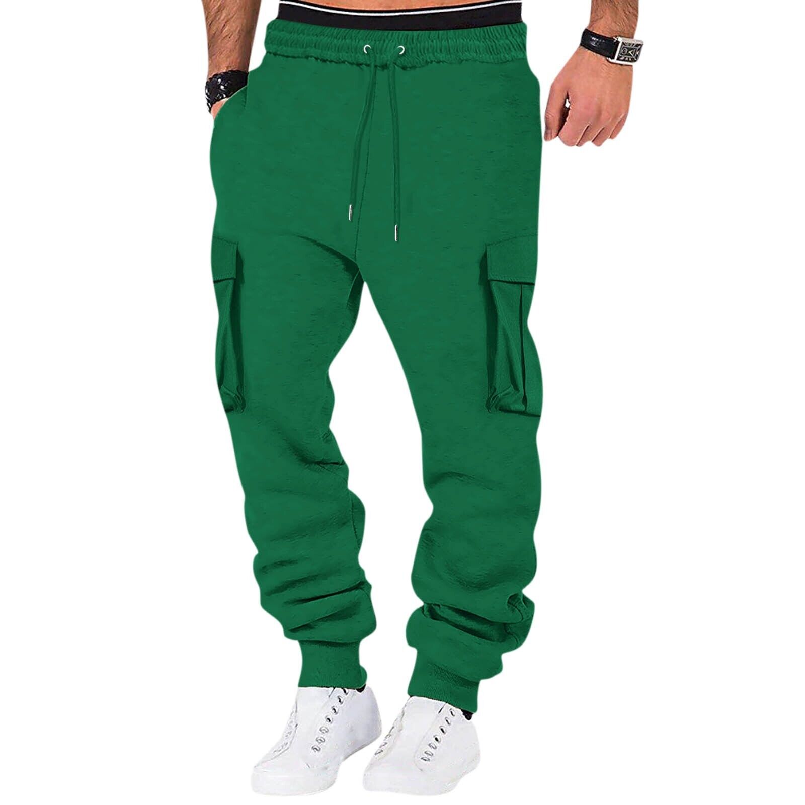 Men Sweatpant Stretch Elastic Waist Jogger Pants Drawstring Trousers with Pocket - Picture 29 of 58