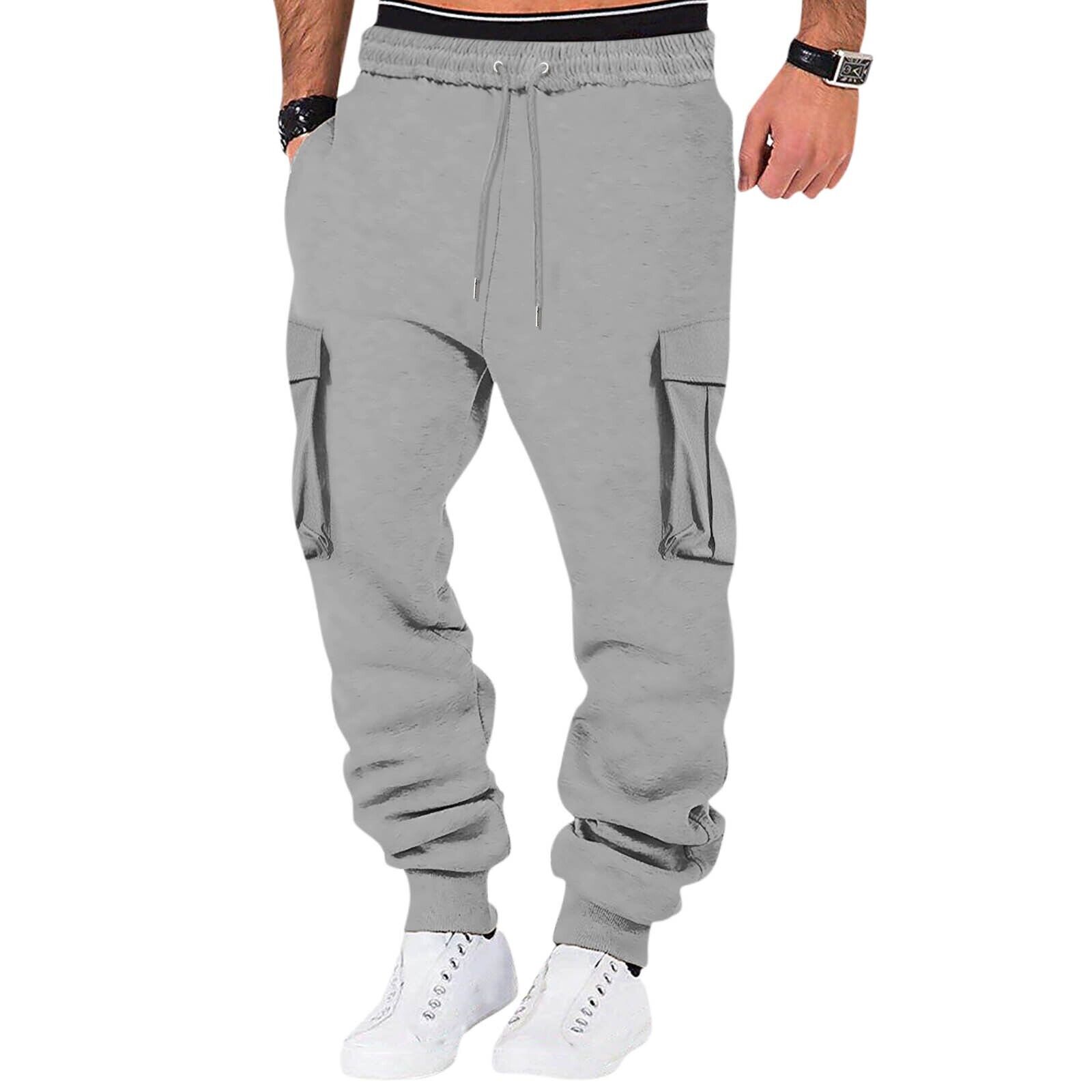 Men Sweatpant Stretch Elastic Waist Jogger Pants Drawstring Trousers with Pocket - Picture 32 of 58