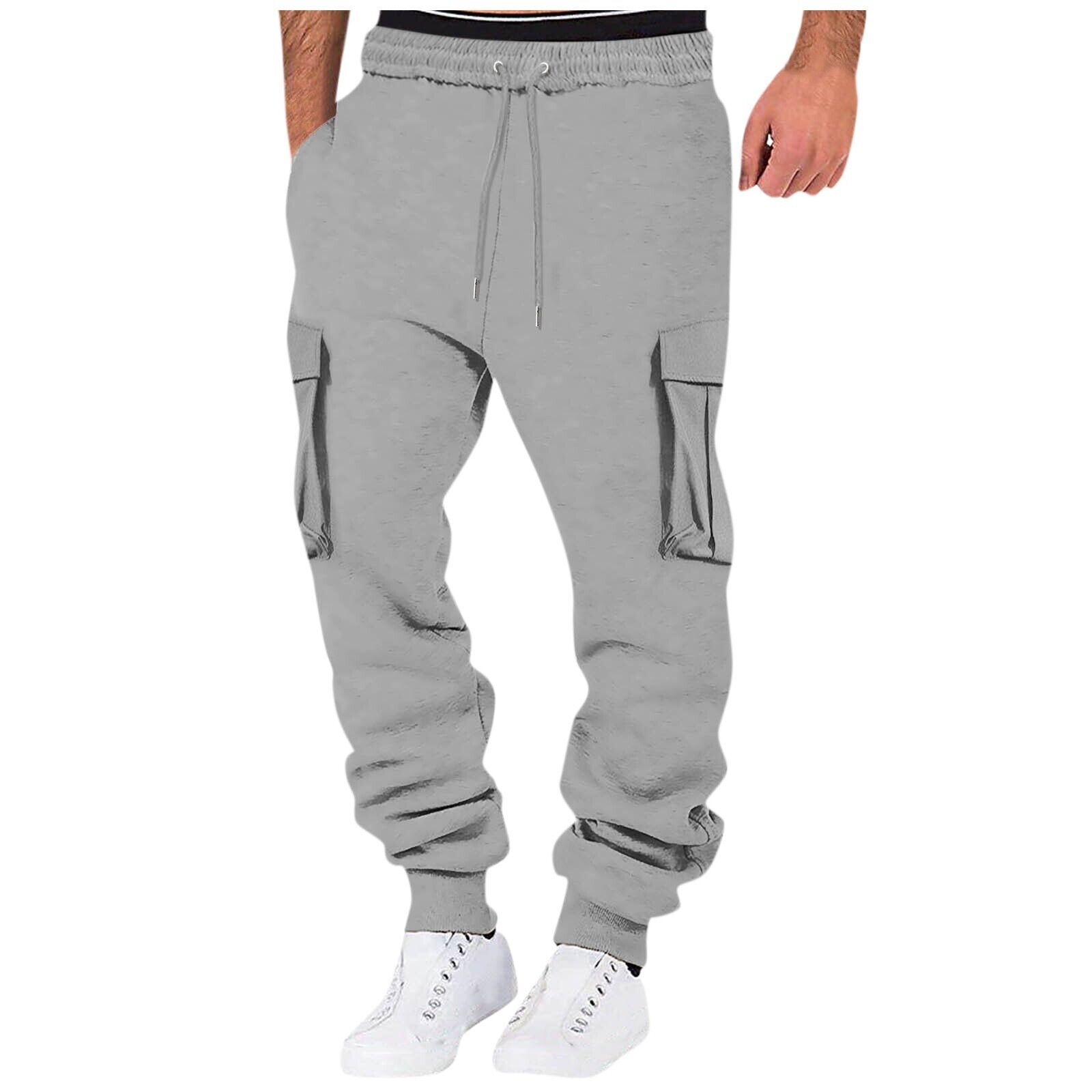 Men Sweatpant Stretch Elastic Waist Jogger Pants Drawstring Trousers with Pocket - Picture 33 of 58