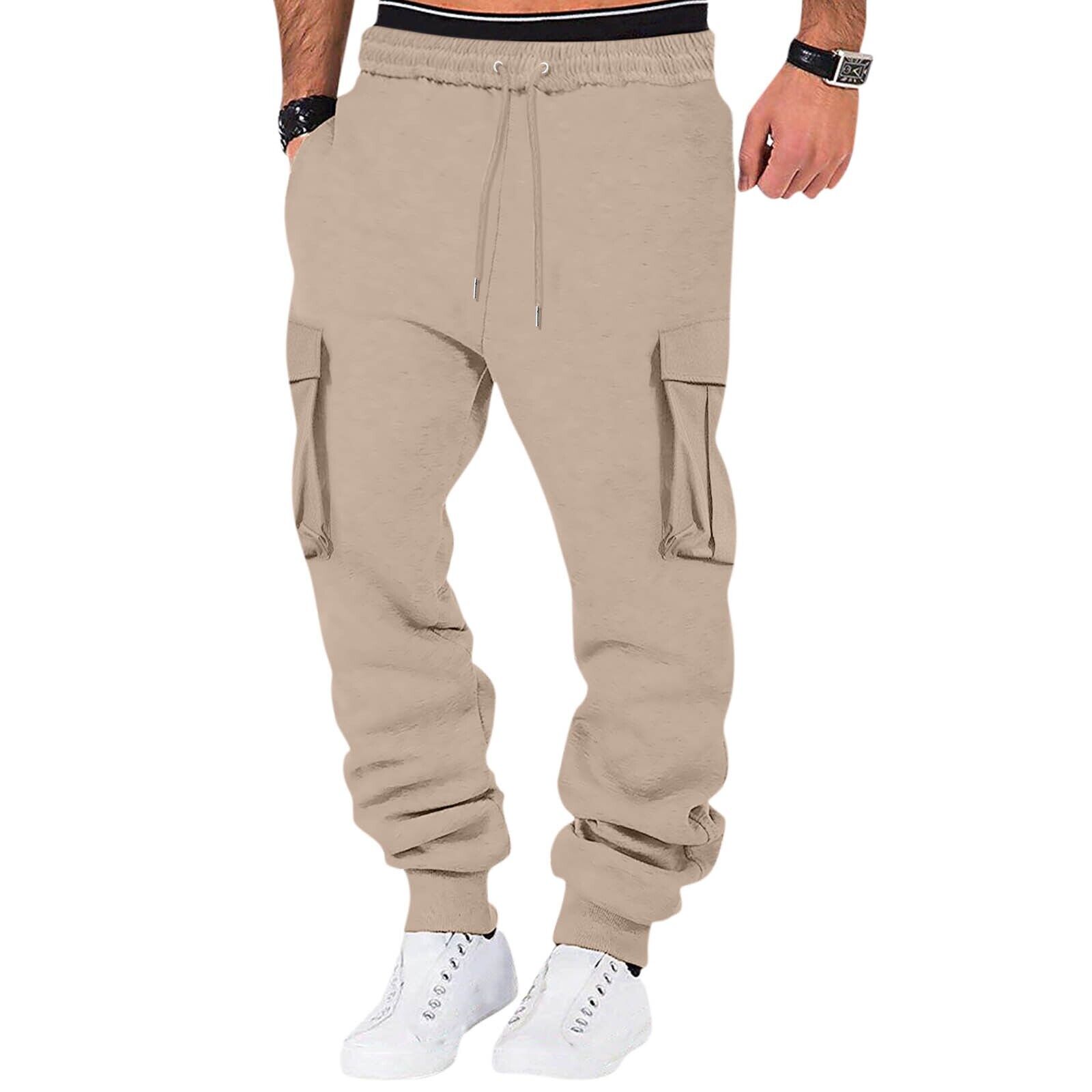 Men Sweatpant Stretch Elastic Waist Jogger Pants Drawstring Trousers with Pocket - Picture 35 of 58
