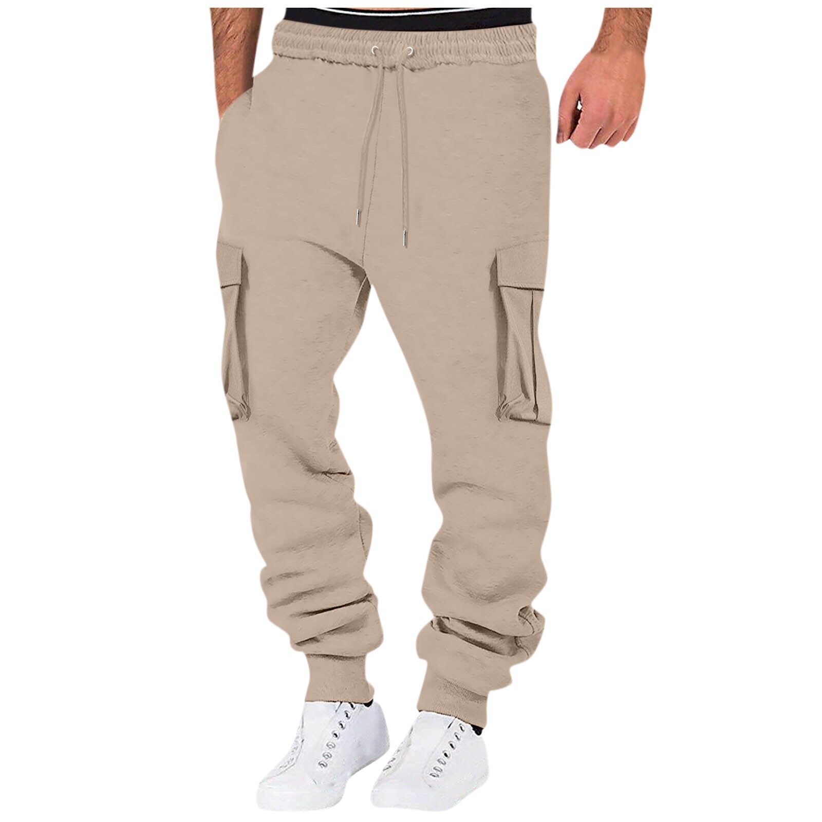 Men Sweatpant Stretch Elastic Waist Jogger Pants Drawstring Trousers with Pocket - Picture 36 of 58