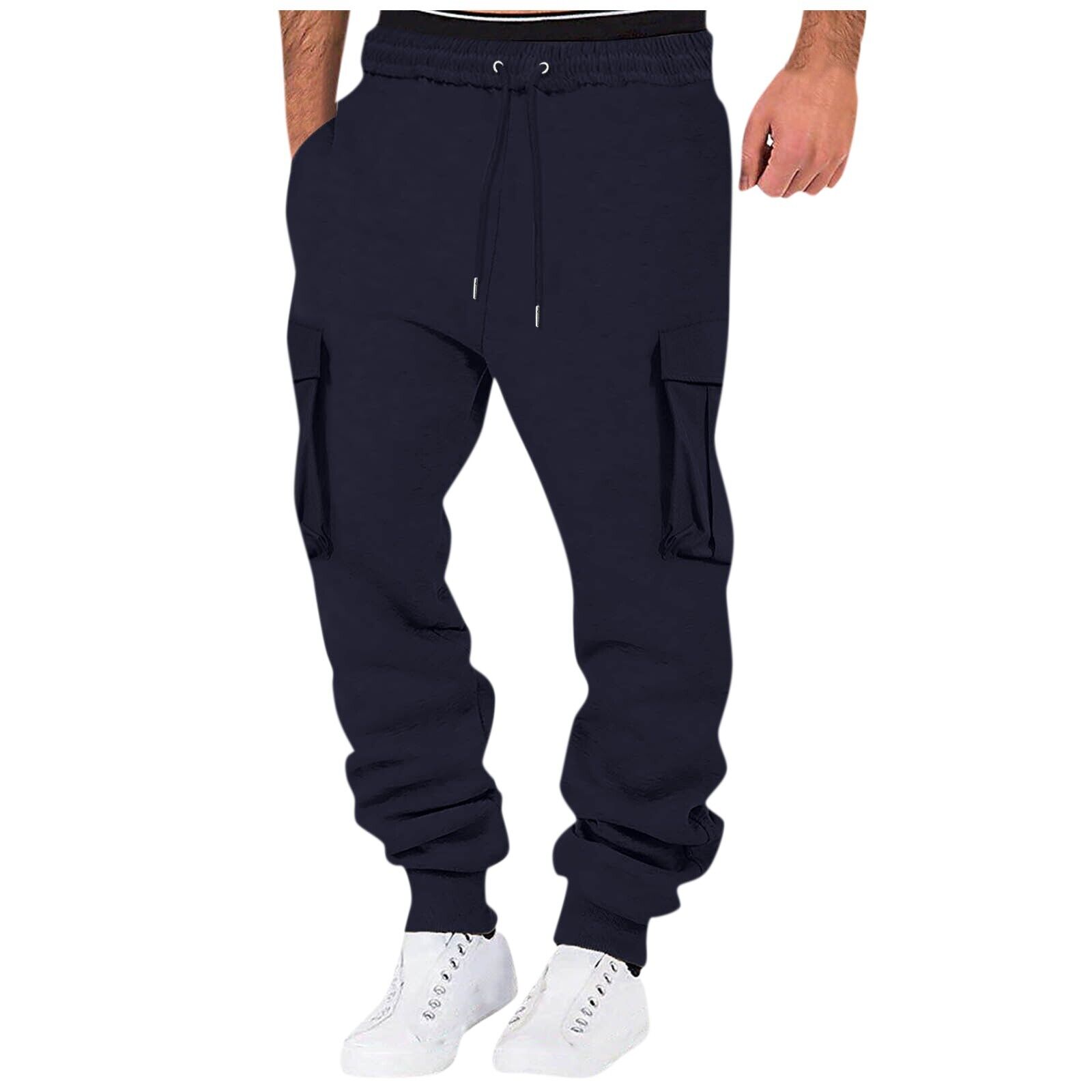 Men Sweatpant Stretch Elastic Waist Jogger Pants Drawstring Trousers with Pocket - Picture 39 of 58