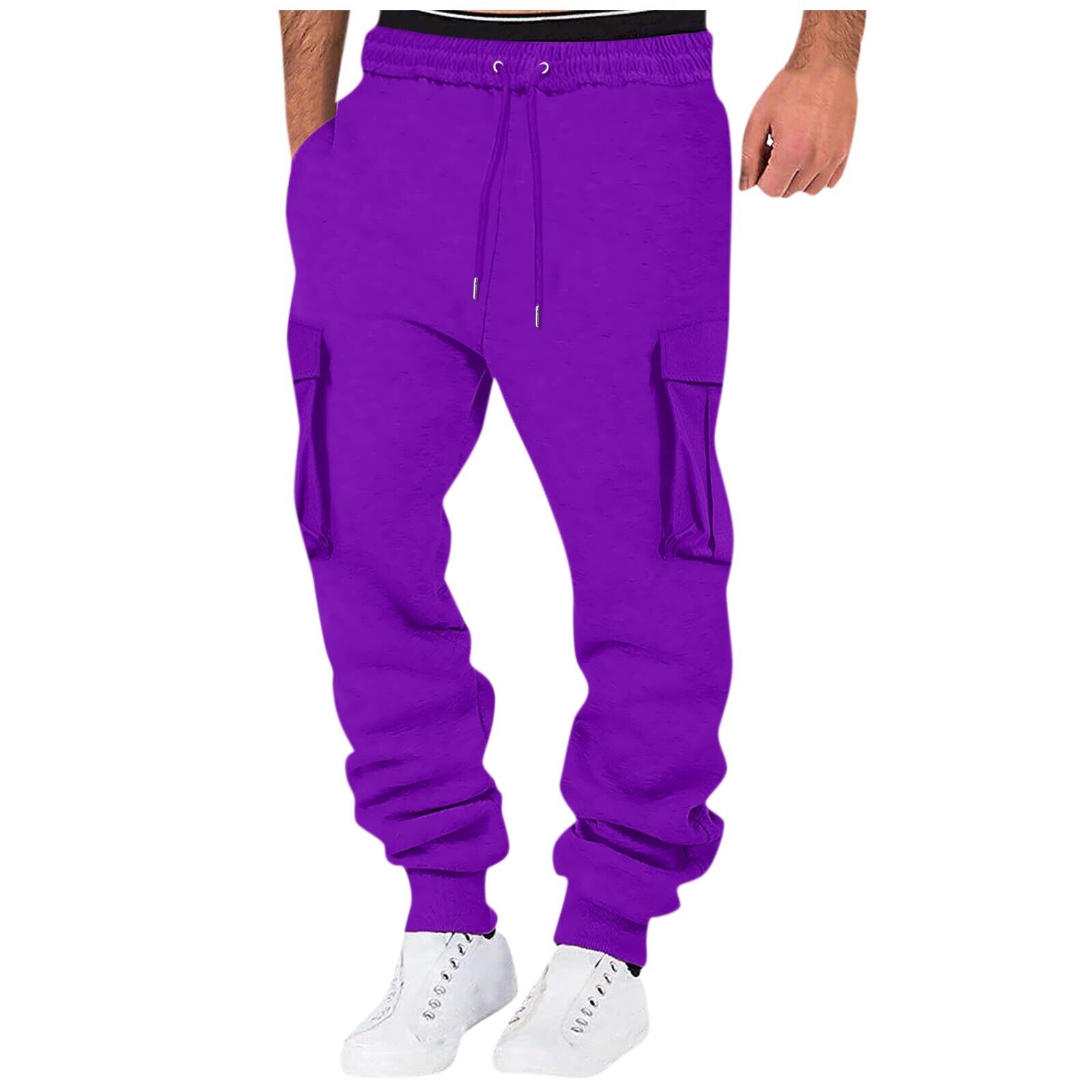 Men Sweatpant Stretch Elastic Waist Jogger Pants Drawstring Trousers with Pocket - Picture 48 of 58