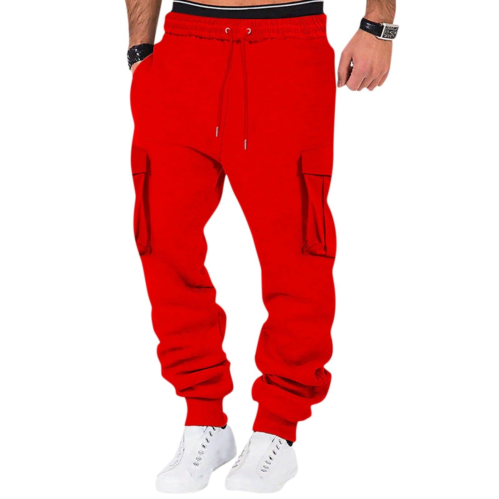 Men Sweatpant Stretch Elastic Waist Jogger Pants Drawstring Trousers with Pocket - Picture 50 of 58