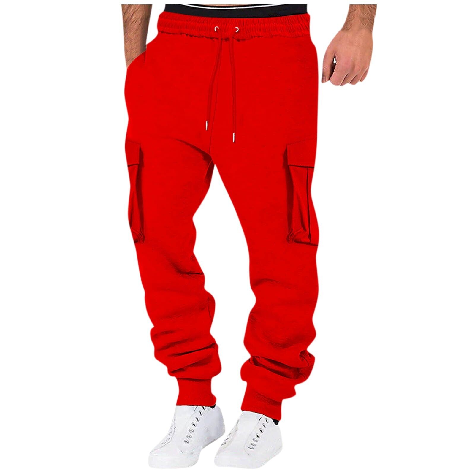 Men Sweatpant Stretch Elastic Waist Jogger Pants Drawstring Trousers with Pocket - Picture 51 of 58