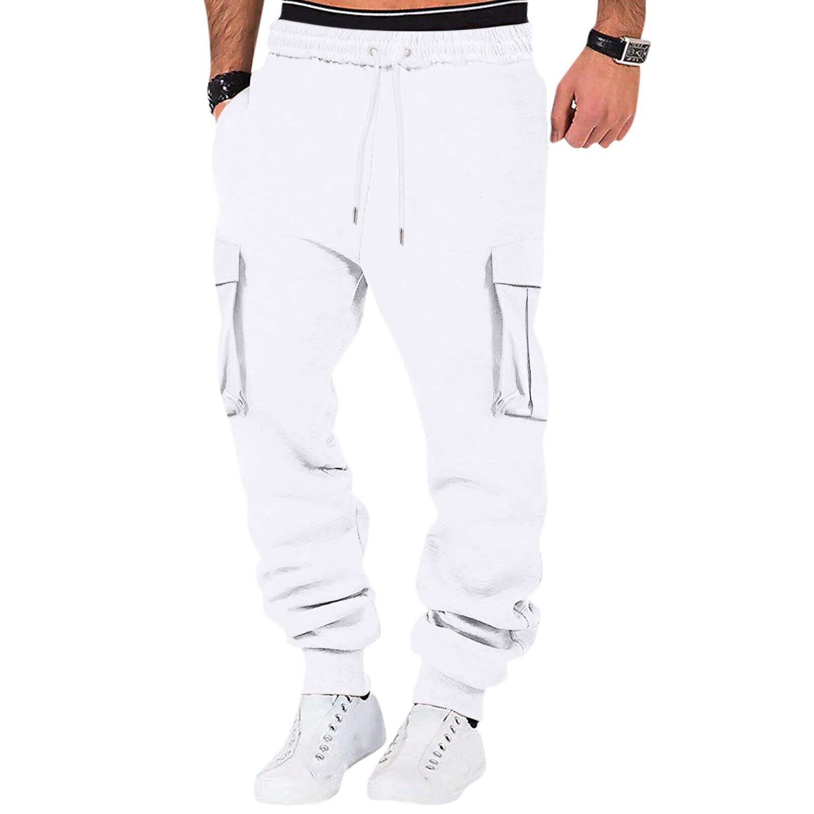 Men Sweatpant Stretch Elastic Waist Jogger Pants Drawstring Trousers with Pocket - Picture 53 of 58