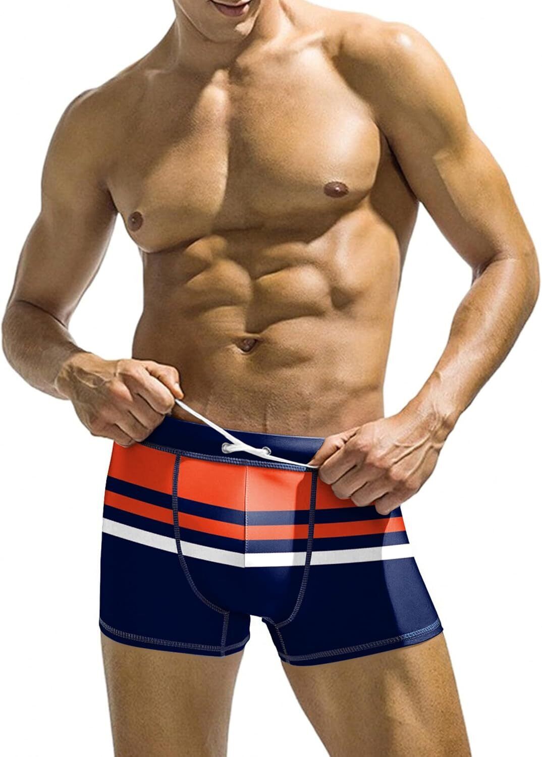 Men's Square Leg Swim Briefs, Printed Athletic Swimwear Bathing Suit, Swimming T - Picture 33 of 51
