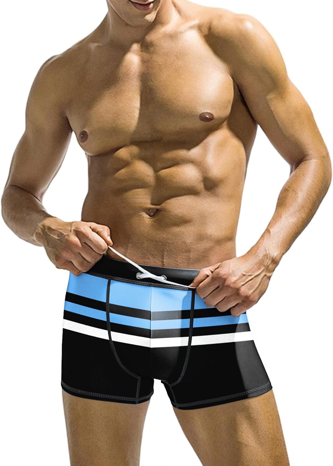 Men's Square Leg Swim Briefs, Printed Athletic Swimwear Bathing Suit, Swimming T - Picture 34 of 51