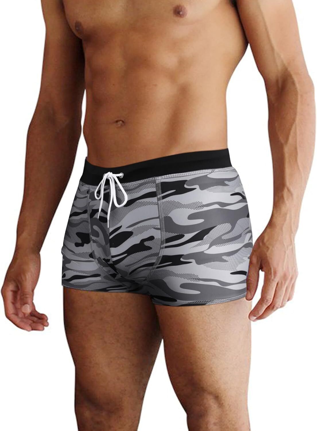 Men's Square Leg Swim Briefs, Printed Athletic Swimwear Bathing Suit, Swimming T - Picture 37 of 51