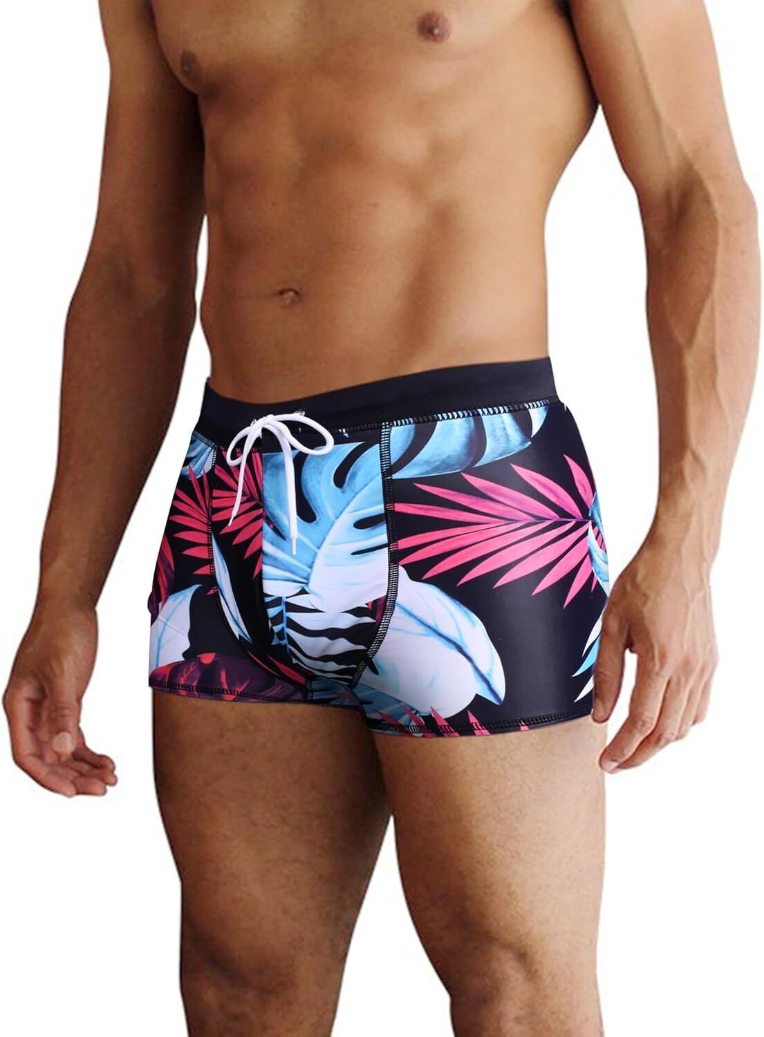Men's Square Leg Swim Briefs, Printed Athletic Swimwear Bathing Suit, Swimming T - Picture 40 of 51