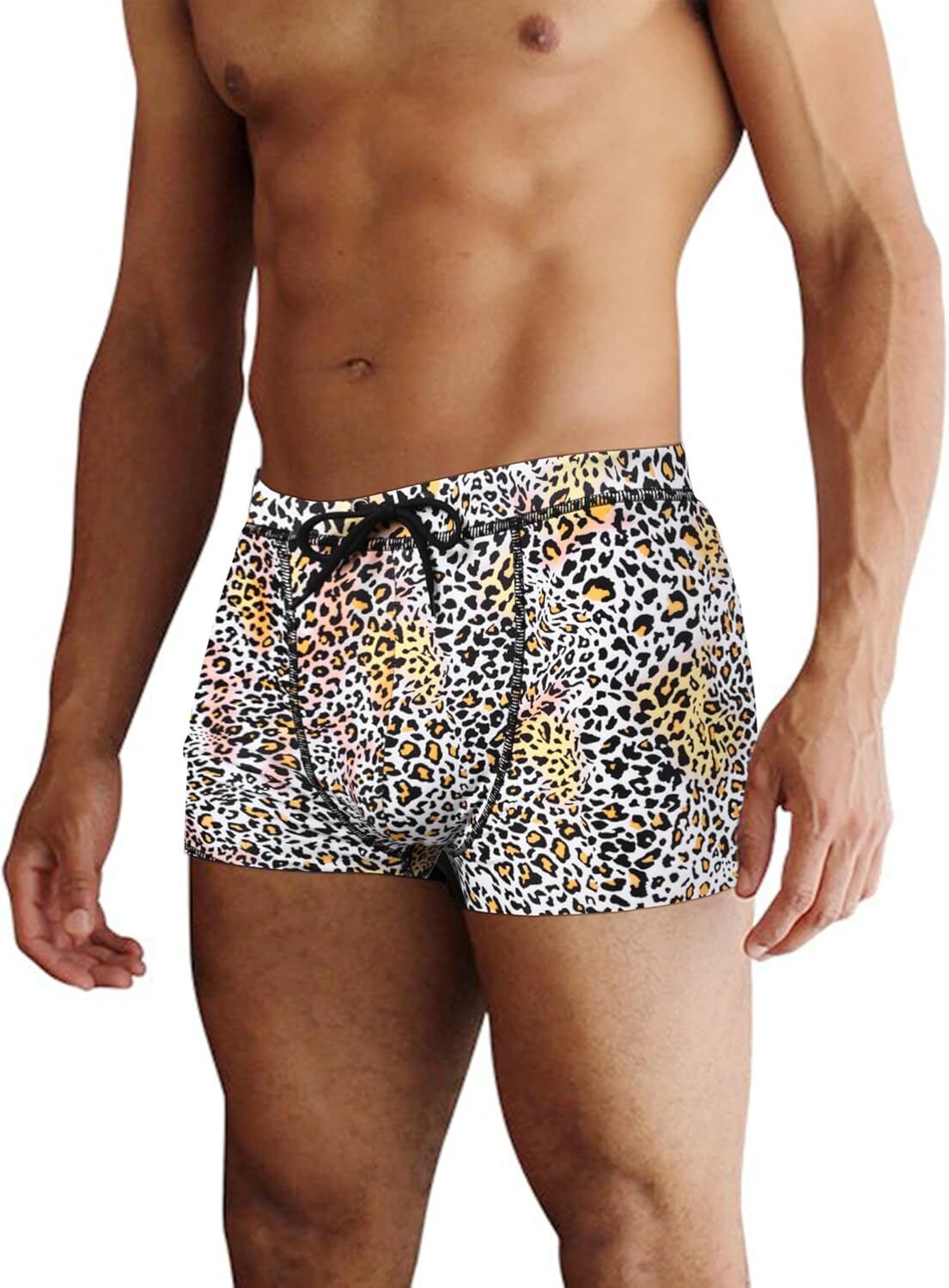 Men's Square Leg Swim Briefs, Printed Athletic Swimwear Bathing Suit, Swimming T - Picture 45 of 51