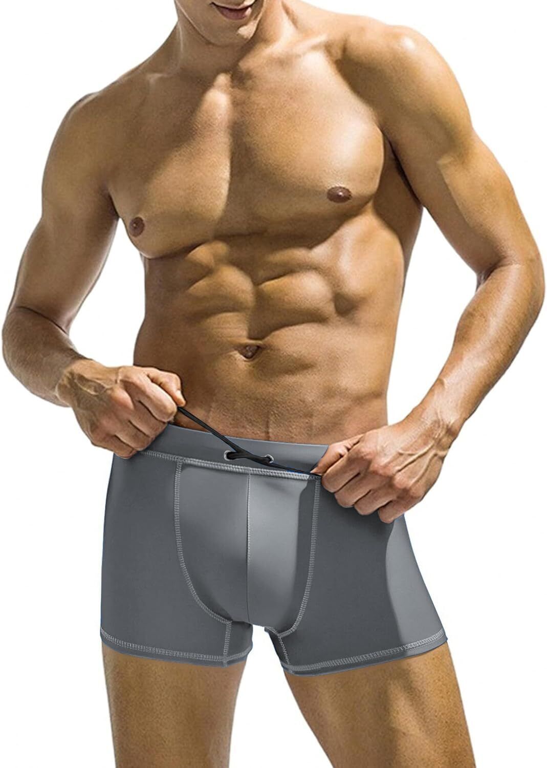Men's Square Leg Swim Briefs, Printed Athletic Swimwear Bathing Suit, Swimming T - Picture 47 of 51