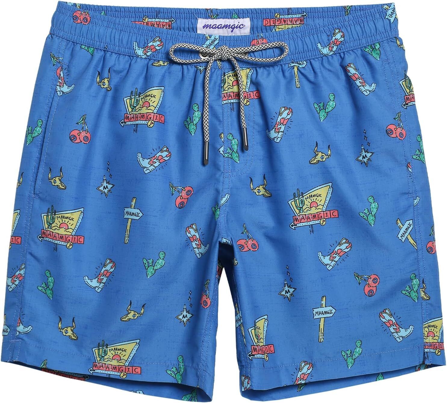Men's Quick Dry Swim Trunks 7 Inch, Mesh Lining Funny Swim Shorts Bathing Suit - Picture 61 of 62