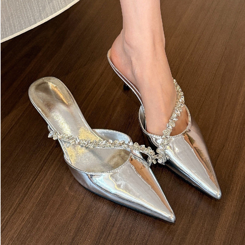 Women Mules Summer High Heels Slippers Stilettos Pointed Toe Pumps Party Shoes - Picture 12 of 12