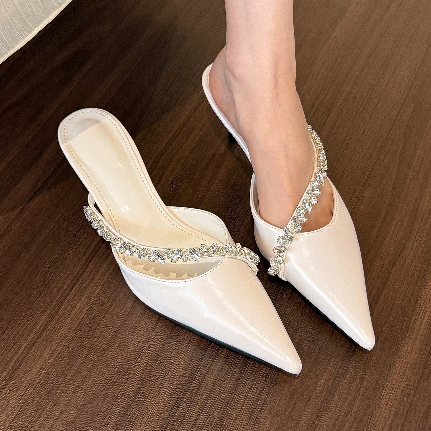 Women Mules Summer High Heels Slippers Stilettos Pointed Toe Pumps Party Shoes - Picture 11 of 12